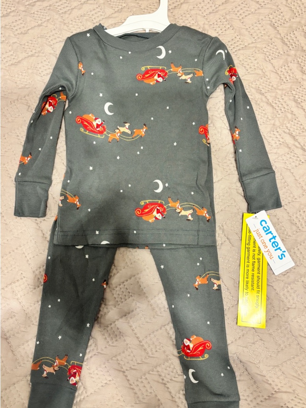 Carter's Green Holiday Sleigh Kids Pajama Set 18 Months